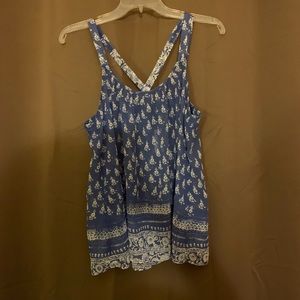 Blue/White Flowy Tank